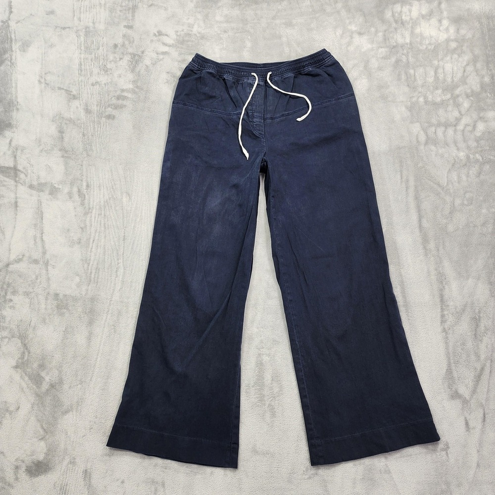 Country Road Pants Womens 8 Blue Chino‎ Twill Wide Leg Elastic Waist Drawstring